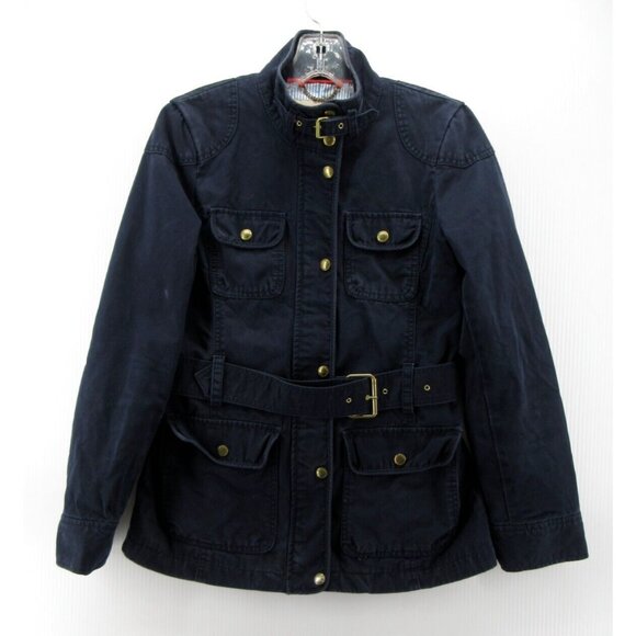 Banana Republic Jacket Small Military Coat Elbow Patches Utility Belt - Picture 1 of 13